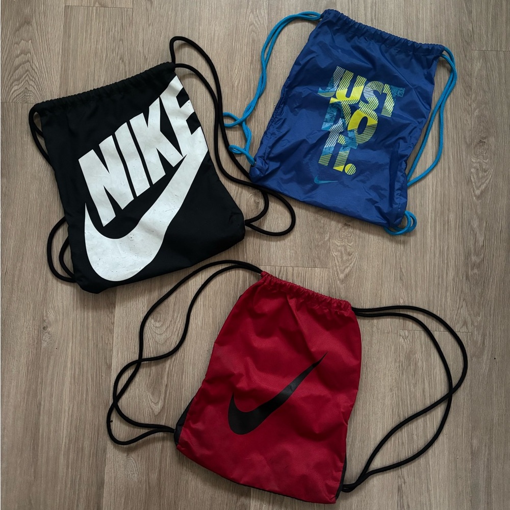 3 Nike Drawstring backpack Bags Blue/ Black/ Red
